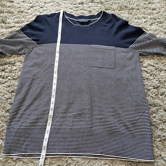 Denver Hayes | Navy blue & white striped crew neck men's sweater - Picture 7 of 10